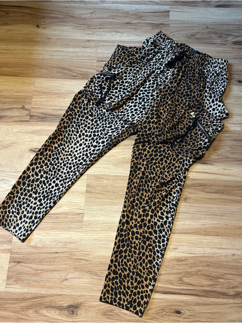Leopard Print Jogger Pants - Brown/Black